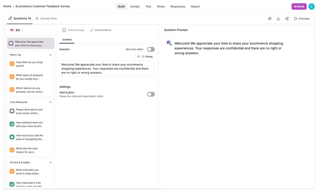 Add questions and blocks