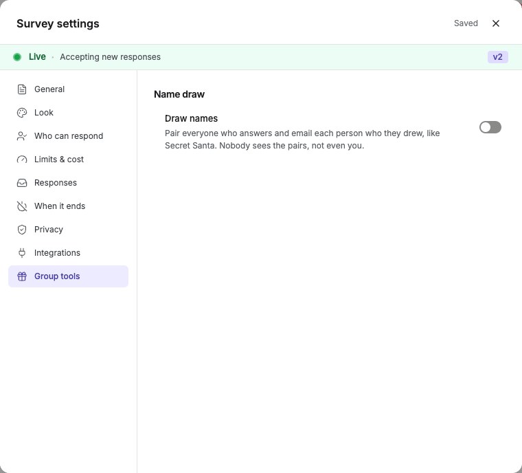 Group tools with the Name draw switch turned off