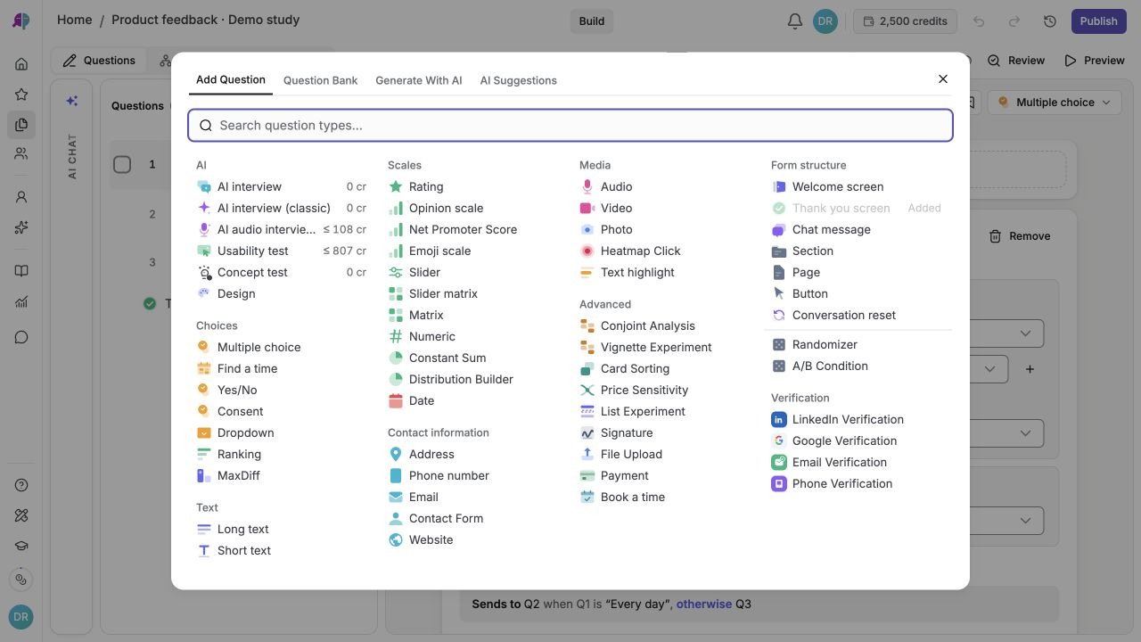 Edit questions and check the flow