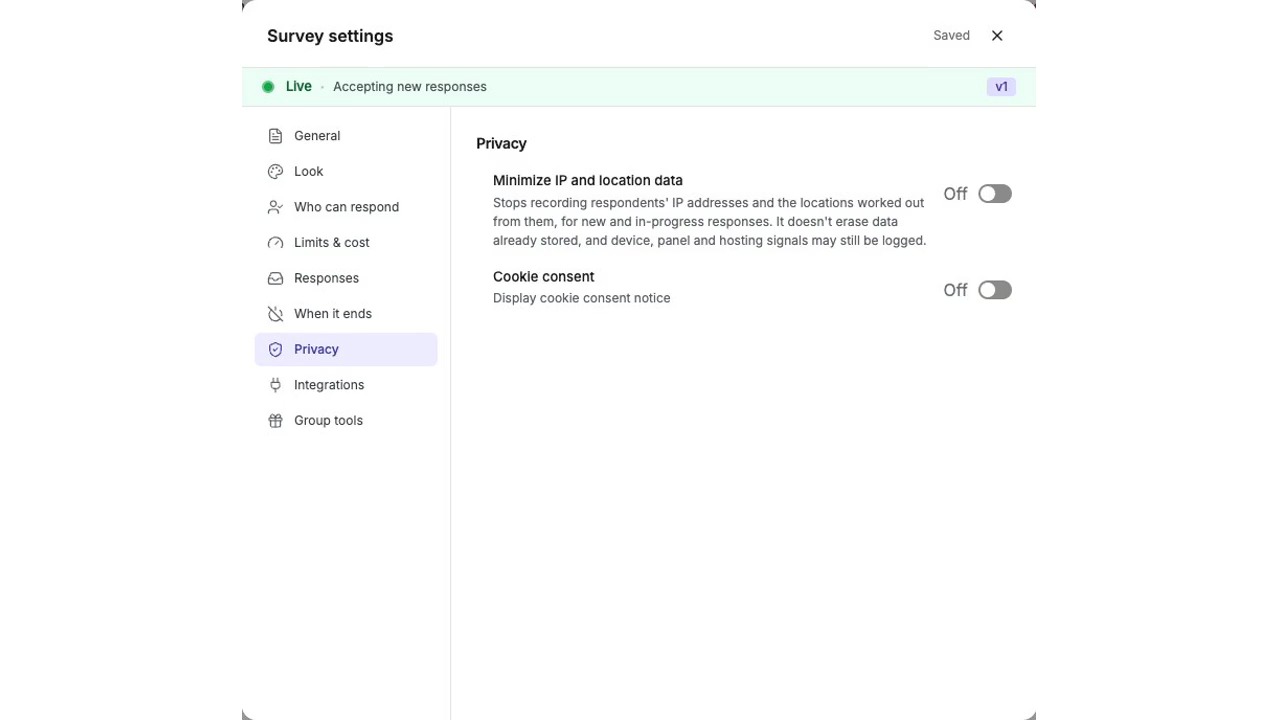 Review privacy and response limits